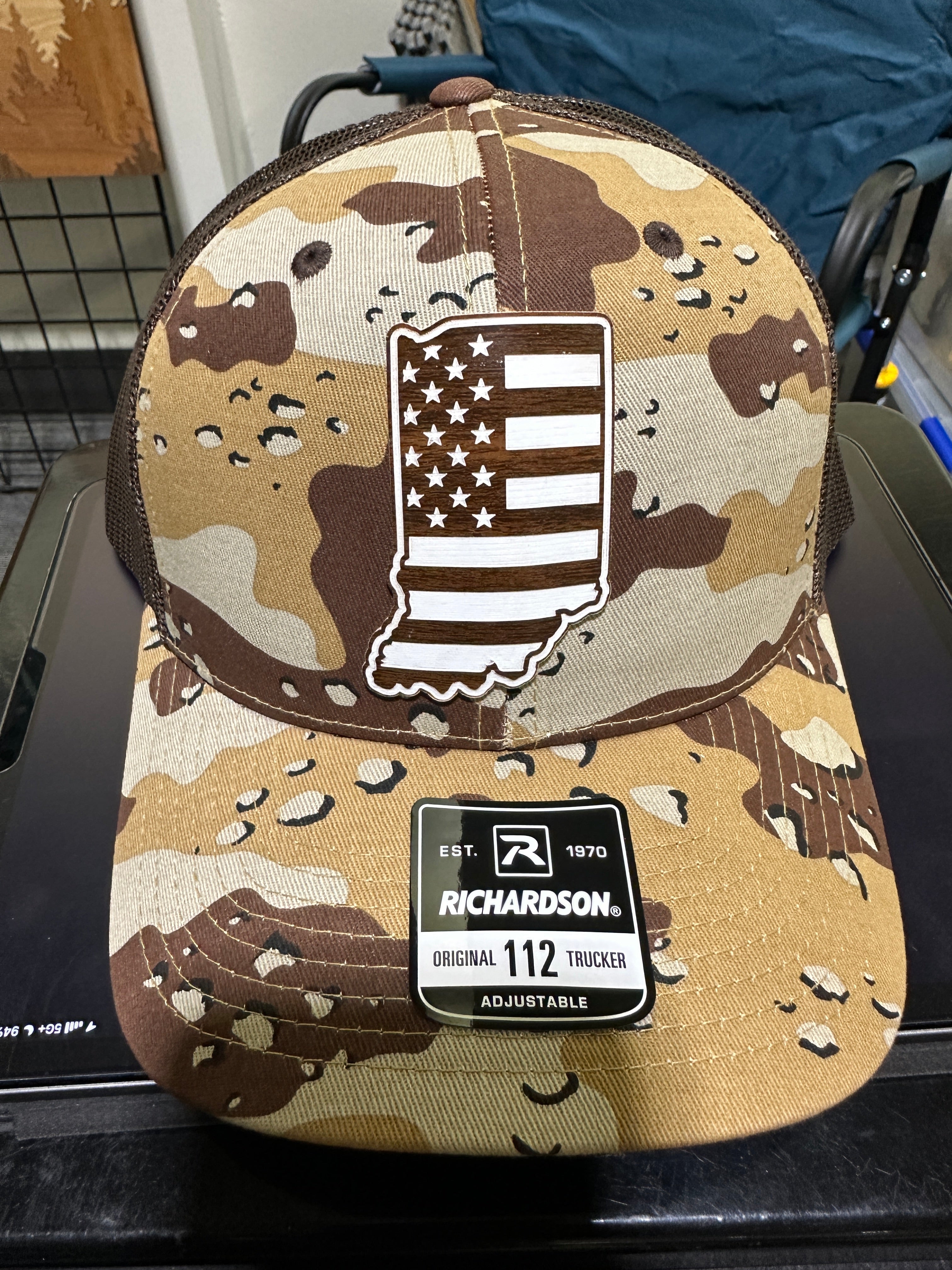 American Flag with State outline - Die cut - Hat Patch