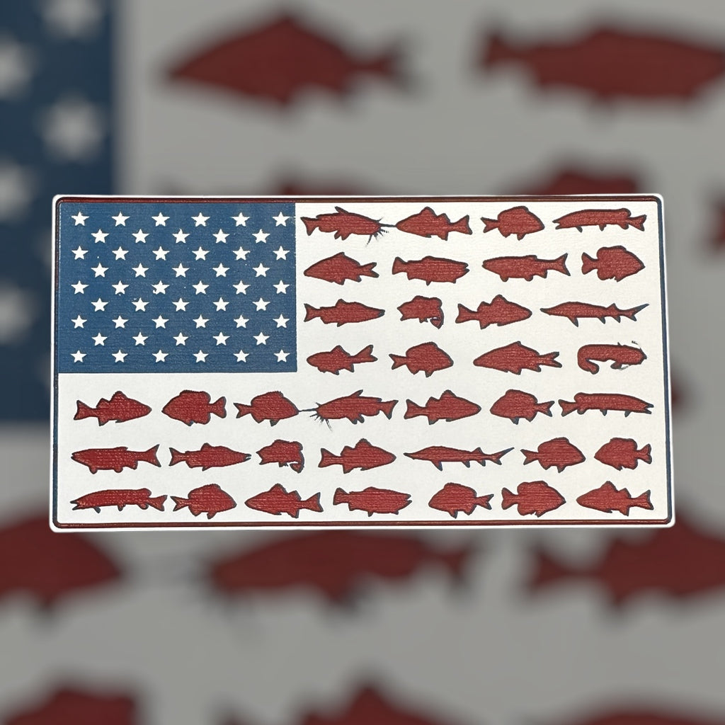 Freshwater Fish American Flag - Hat Patch