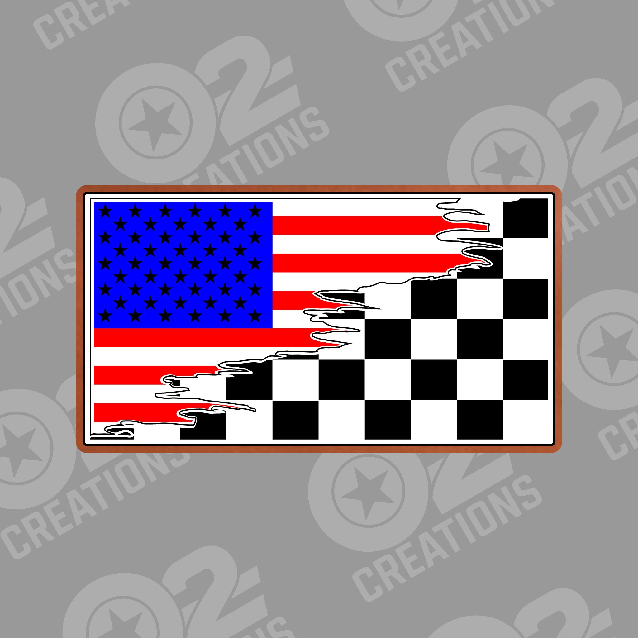 American Flag with Checkered Flag Racing - Hat Patch