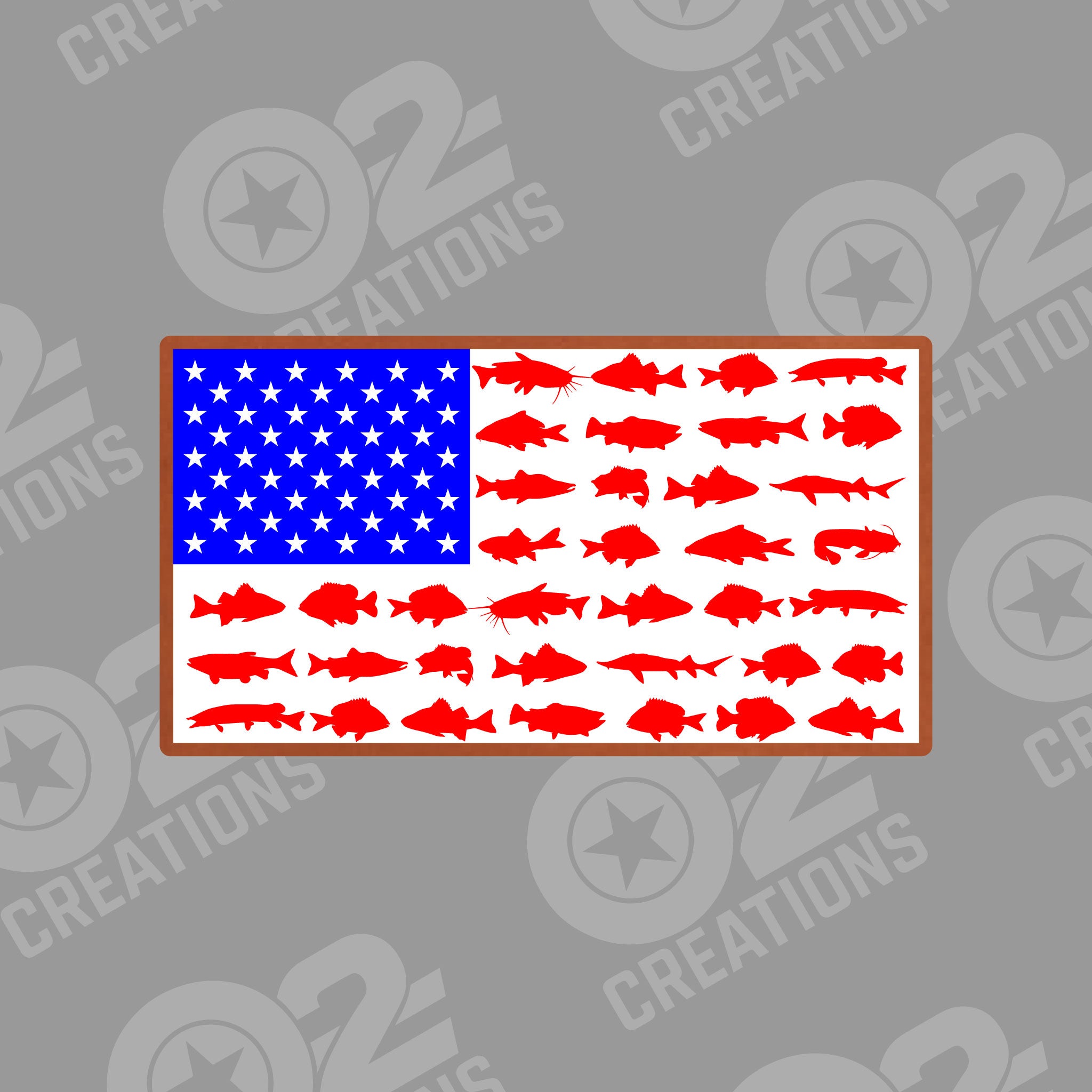 Freshwater Fish American Flag - Hat Patch