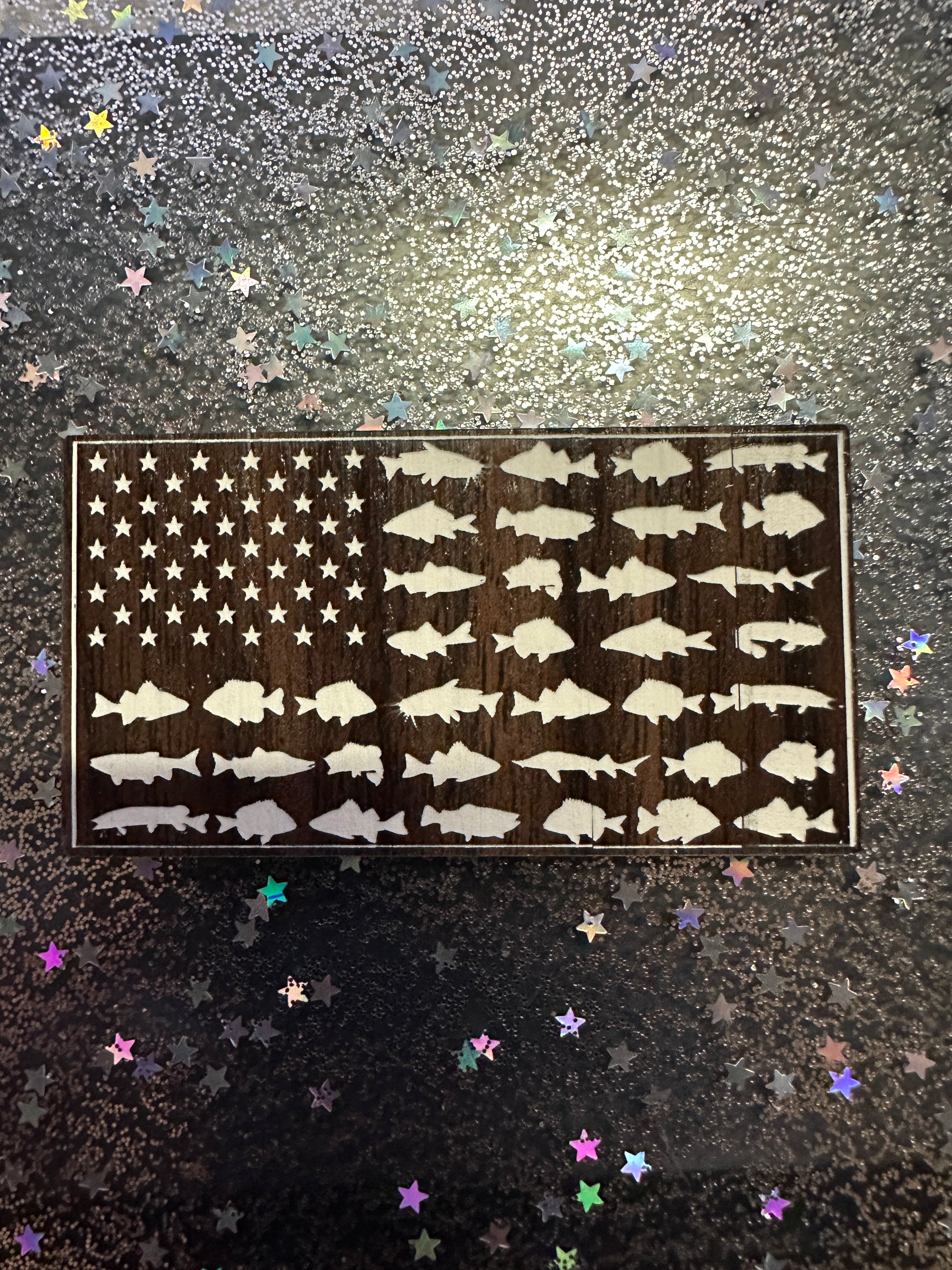 Freshwater Fish American Flag - Hat Patch