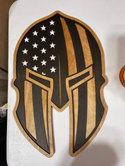 Spartan Helmet with American Flag background