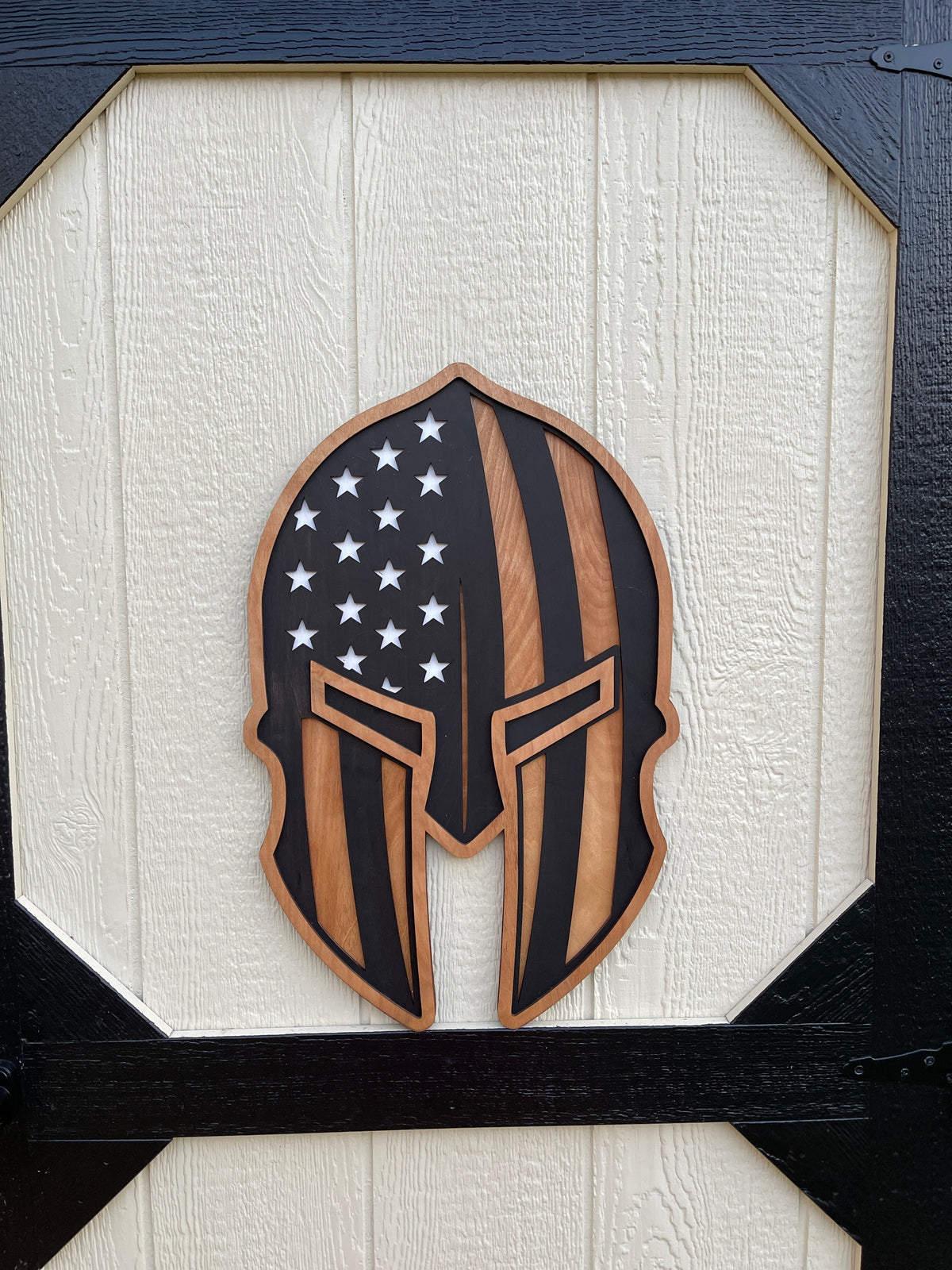 Spartan Helmet with American Flag background