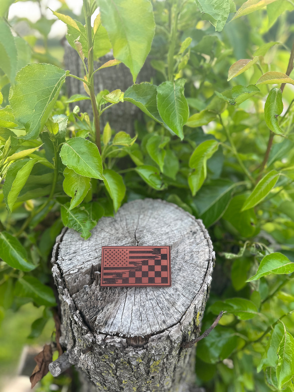 American Flag / Checkered Flag - Hat Patch