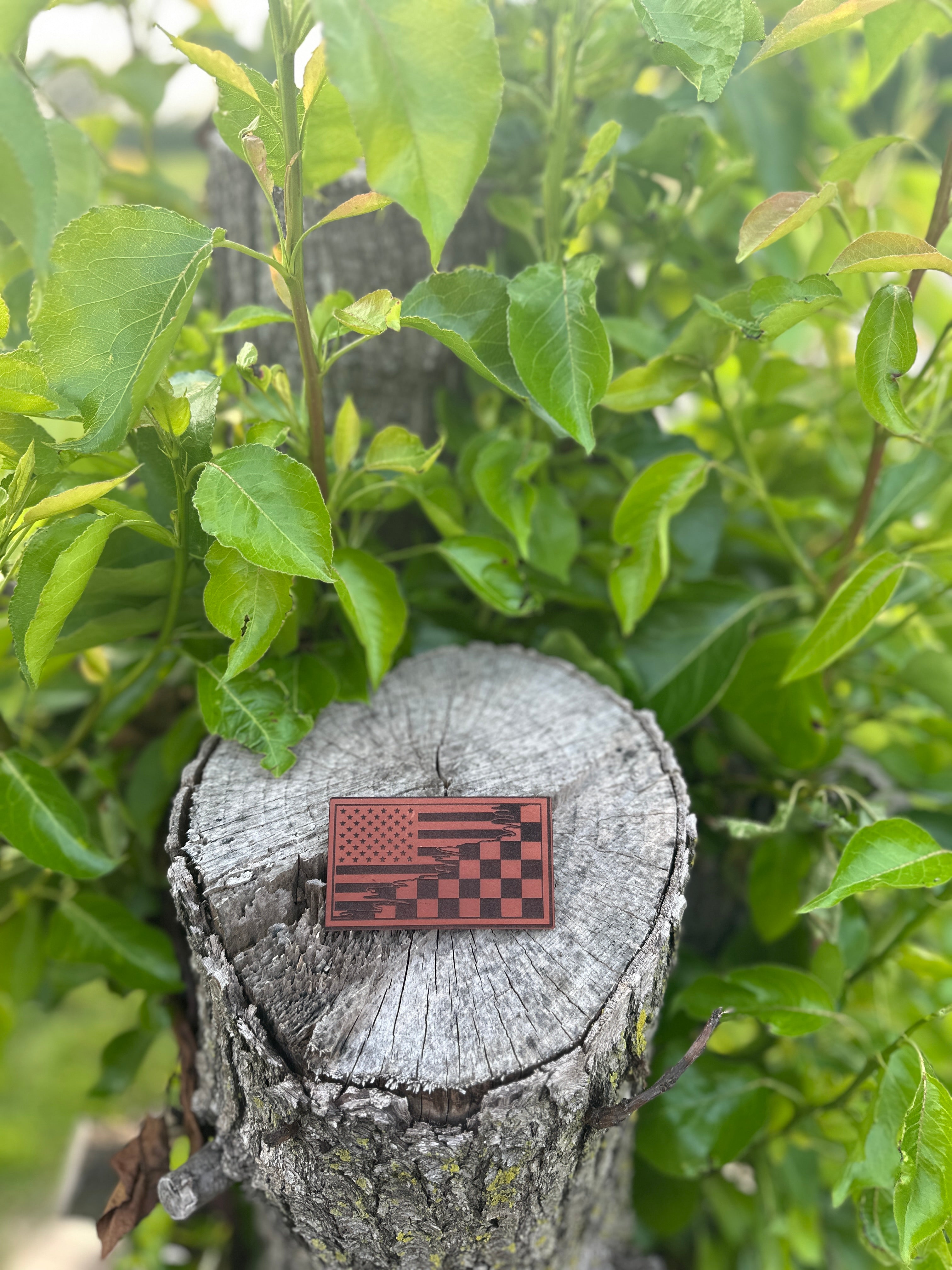 American Flag / Checkered Flag - Hat Patch