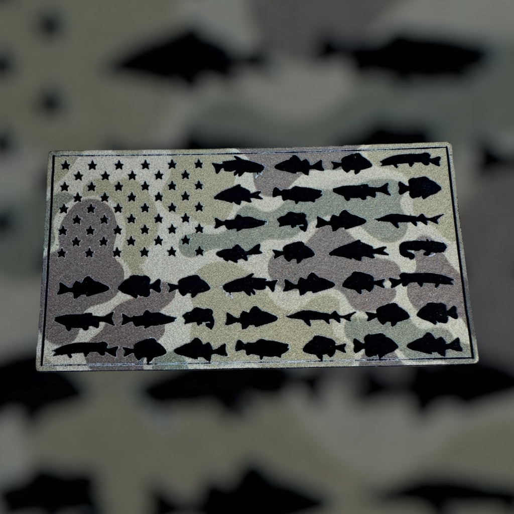 Freshwater Fish American Flag - Hat Patch
