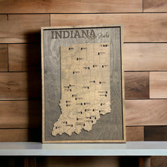 **Discover Indiana's State Parks: Laser Cut Wooden Travel Map**