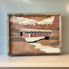 Covered Bridge Intarsia Art