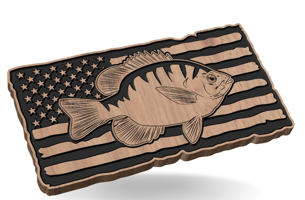 Bluegill American Flag - Hat Patch