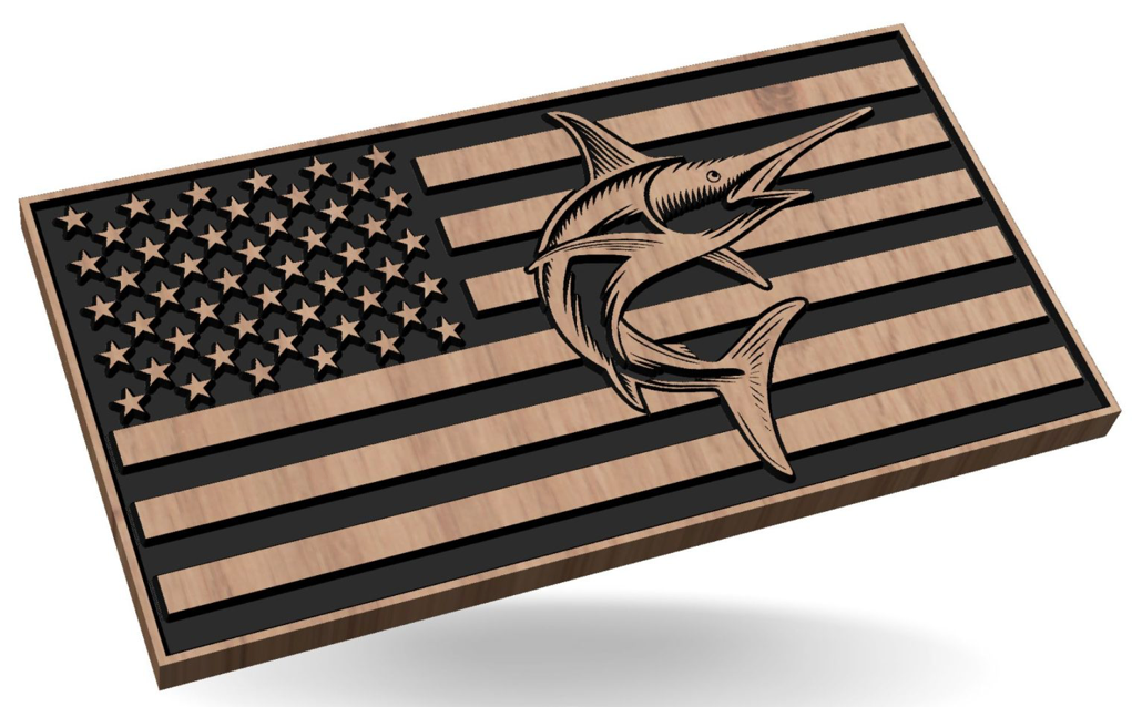 Marlin American Flag - Hat Patch