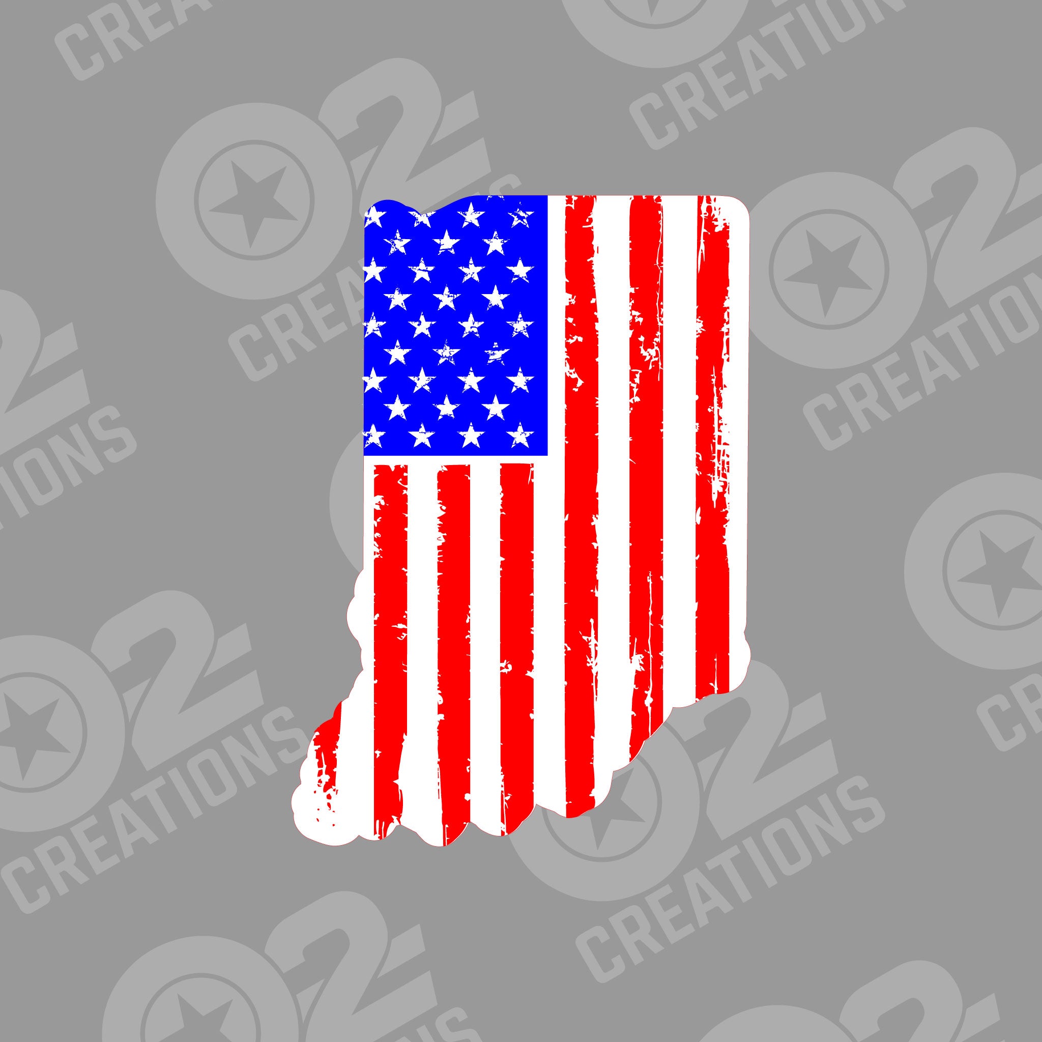 Indiana Outline American Flag - Hat Patch