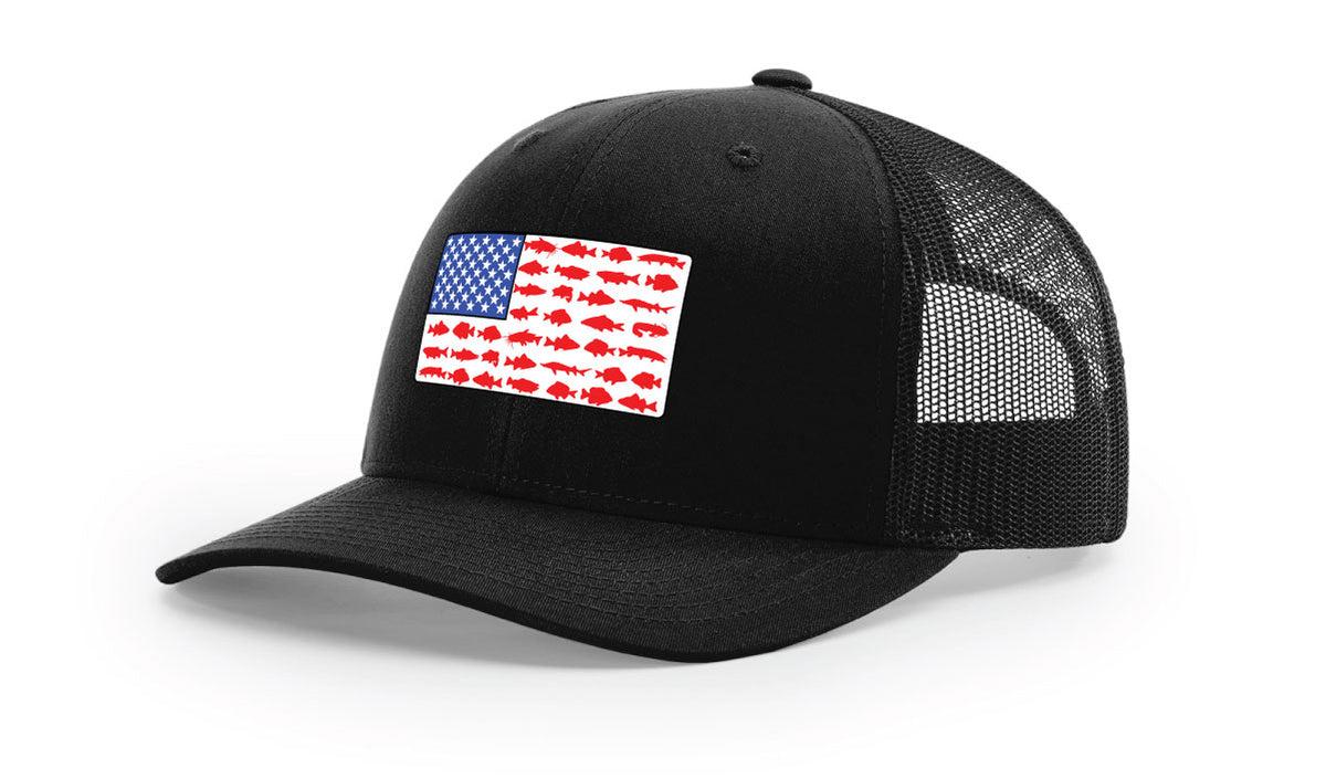 Freshwater Fish American Flag - Hat Patch