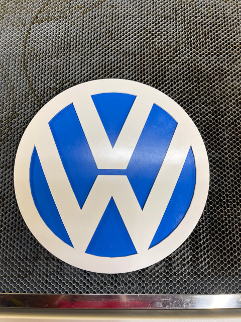 Volkswagen replica circle with blue background and while VW
