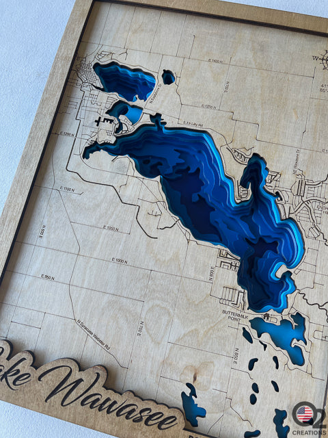 Customized Layered Bathymetric of Lake Wawasee, Kosciusko County, Indiana