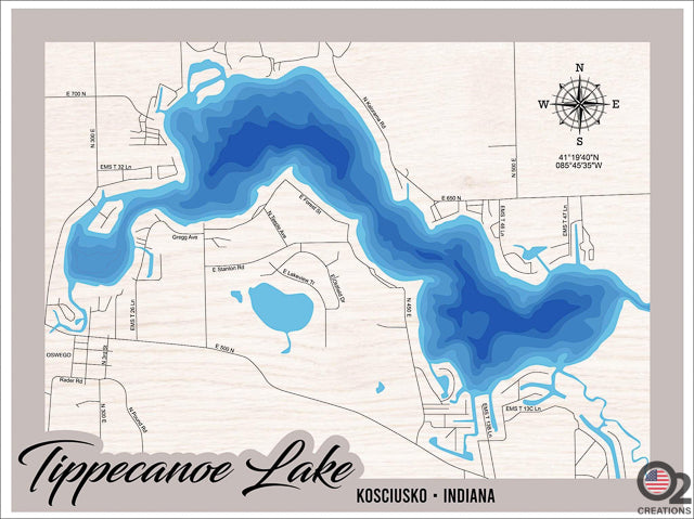 Customized Layered Bathymetric of Tippecanoe Lake (Lake Tippy), Kosciusko County,Indiana