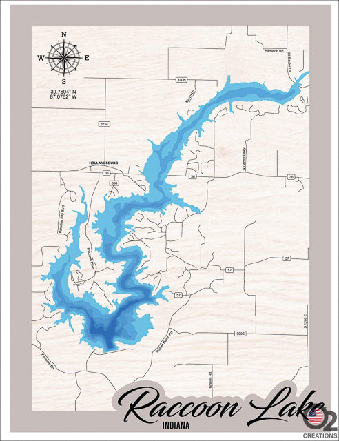 Spring Racoon Lake Customized Layered Bathymetric of Cecil M Harden / Raccoon Lake/SRA ...